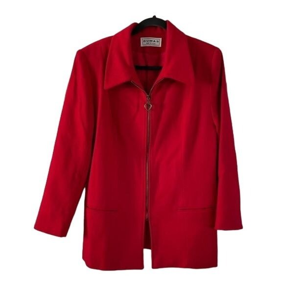 Dumas 100% Wool Red Zip Jacket, Sz Lg Made in USA - Picture 1 of 15